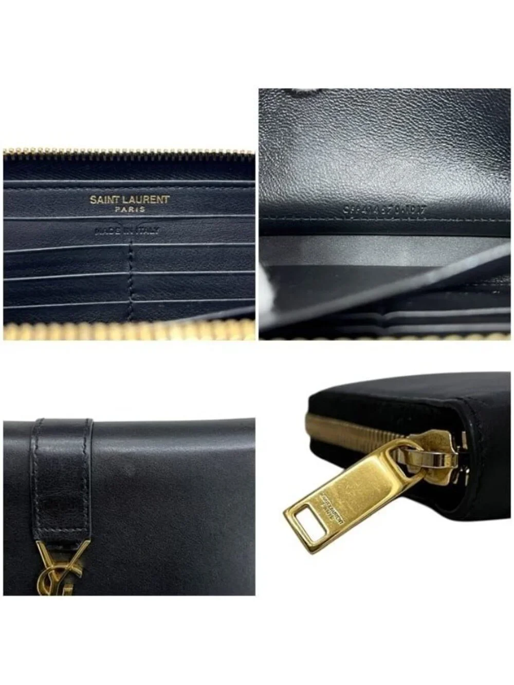 Saint Laurent Zip Around Wallet Black Cassandra Cfp - Picture 9 of 10
